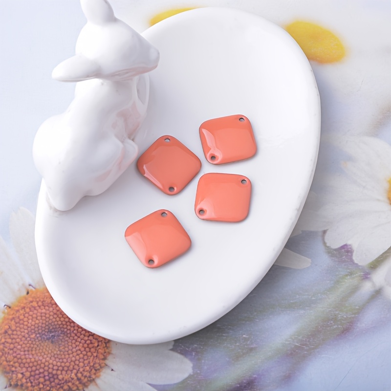 6pcs Colorful Geometric Square Charms for DIY Earrings